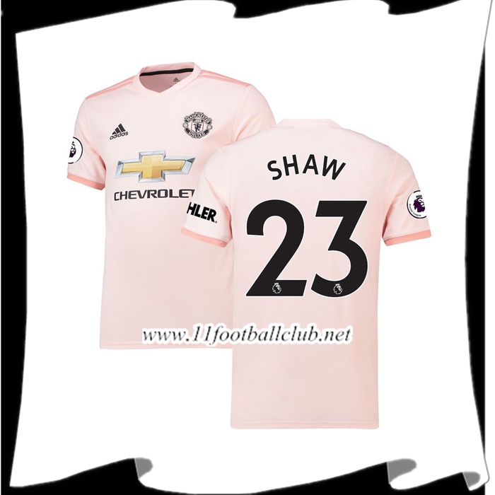 Site De Maillot De Foot Du Manchester United Luke Shaw 23 Exterieur Rose 2018 2019 Authentic