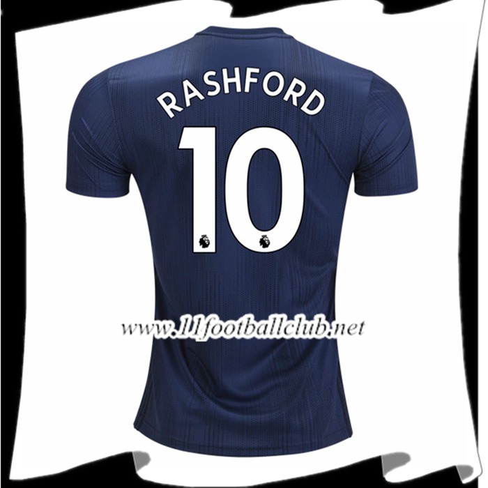Nouveau Maillot Manchester United Marcus Rashford 10 Third Gris foncé 2018 2019 Officiel