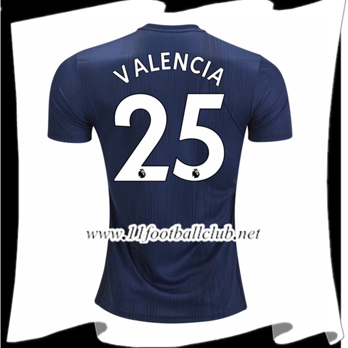 Nouveau Le Maillot De Manchester United Antonio Valencia 25 Third Gris foncé 2018 2019 Vintage
