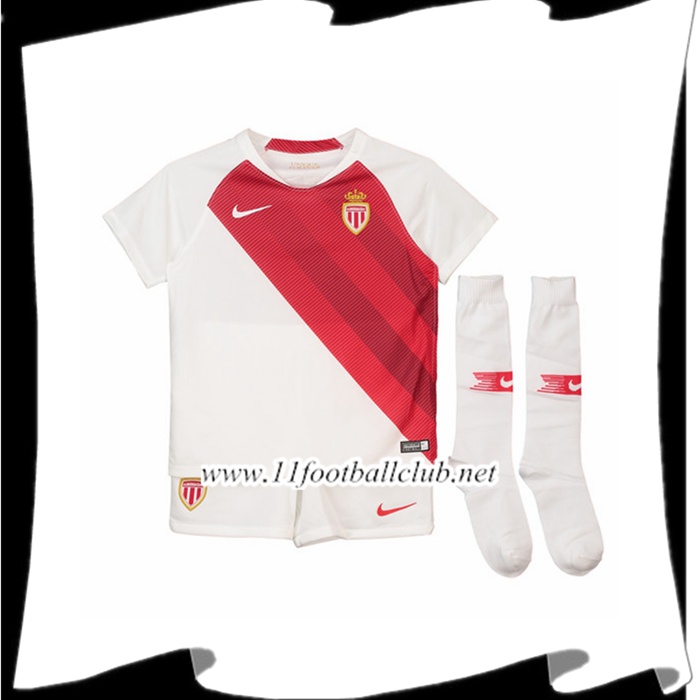 Vente De Maillot De Foot AS Monaco Enfant Domicile Rouge et Blanc 2018 2019 Flocage
