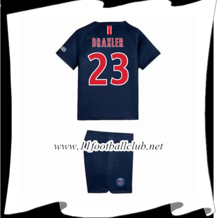Nouveaux Maillot Foot PSG Draxler 23 Enfant Domicile Rouge/Bleu 2018 2019 Authentic