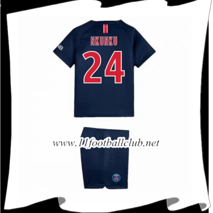 Nouveaux Maillot De Foot Du PSG Nkunku 24 Enfant Domicile Rouge/Bleu 2018 2019 Authentic