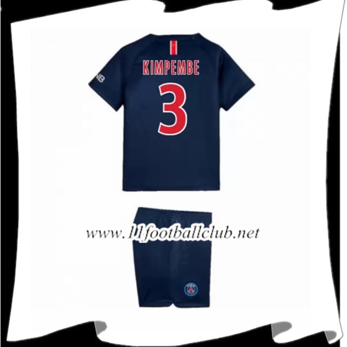 Nouveaux Le Maillot De PSG Kimpembe 3 Enfant Domicile Rouge/Bleu 2018 2019 Flocage