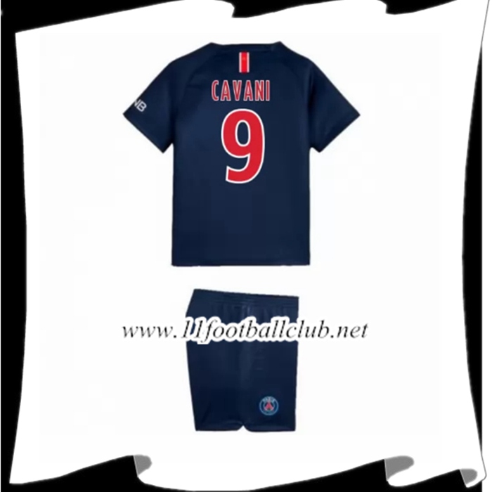 Nouveaux Maillot De PSG Cavani 9 Enfant Domicile Rouge/Bleu 2018 2019 Flocage