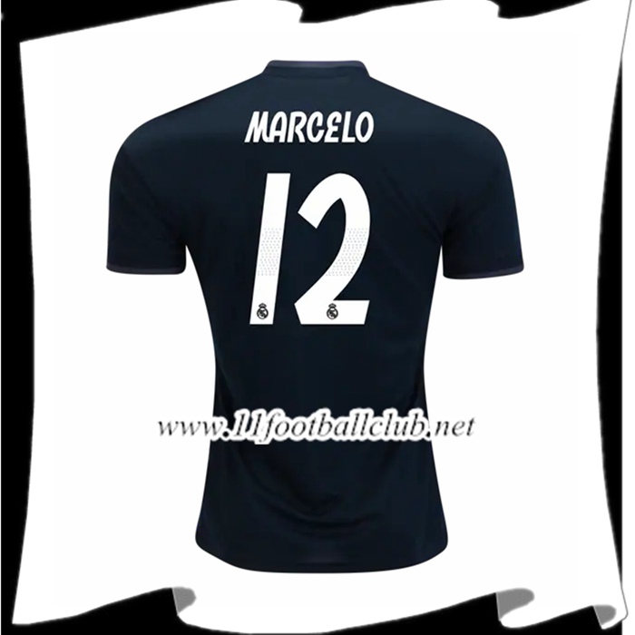 Nouveaux Le Maillot De Real Madrid Marcelo 12 Exterieur Bleu foncé 2018 2019 Flocage