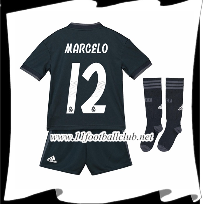Nouveaux Maillot De Foot Real Madrid Marcelo 12 Enfant Exterieur Bleu foncé 2018 2019 Junior