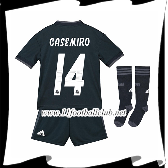 Nouveau Les Maillots Du Real Madrid Casemiro 14 Enfant Exterieur Bleu foncé 2018 2019 Officiel