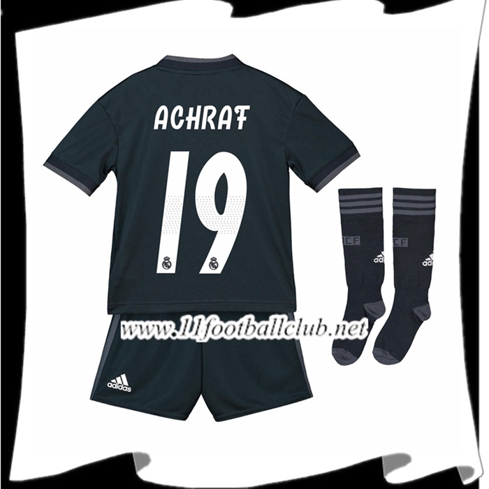Nouveau Maillot De Real Madrid Achraf 19 Enfant Exterieur Bleu foncé 2018 2019 Vintage