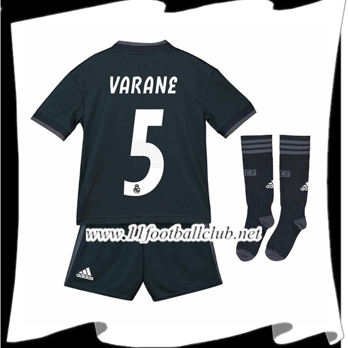 Nouveaux Le Maillot Du Real Madrid Varane 5 Enfant Exterieur Bleu foncé 2018 2019 Flocage