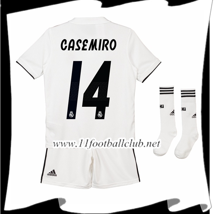 Nouveaux Maillot Real Madrid Casemiro 14 Enfant Domicile Blanc 2018 2019 Junior