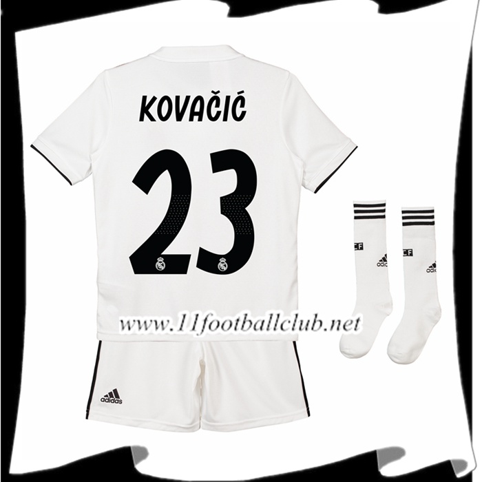 Nouveau Maillot Foot Real Madrid Kovacic 23 Enfant Domicile Blanc 2018 2019 Personnalisable