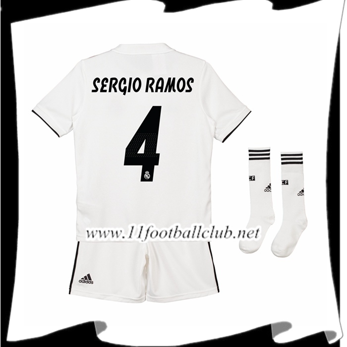 Nouveau Les Maillots Du Real Madrid Sergio Ramos 4 Enfant Domicile Blanc 2018 2019 Officiel