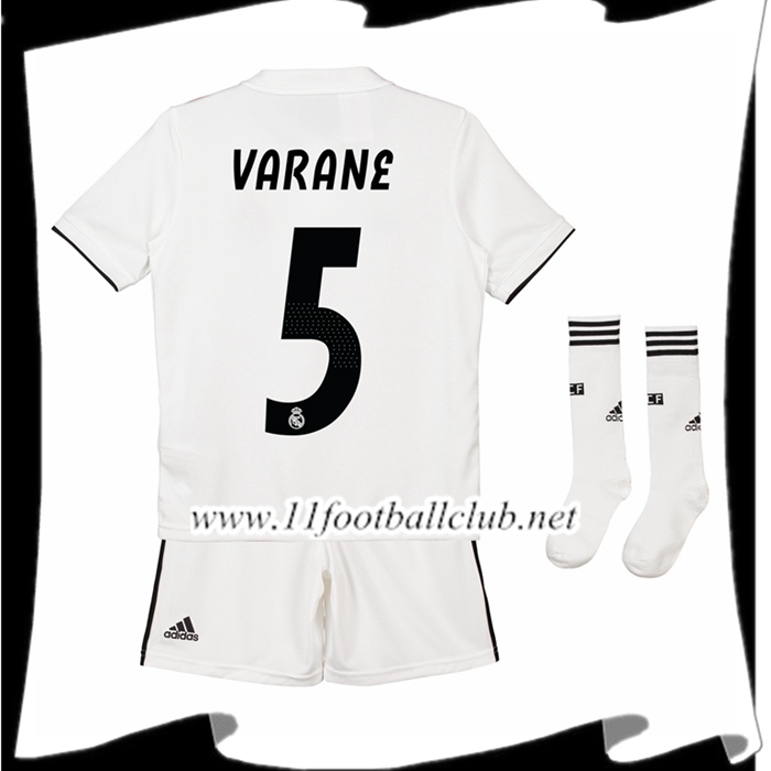 Nouveau Maillot De Foot Du Real Madrid Varane 5 Enfant Domicile Blanc 2018 2019 Personnalisé