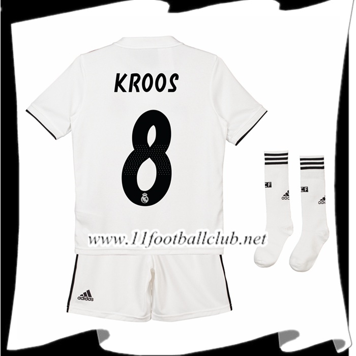 Nouveau Maillot De Foot Real Madrid Kroos 8 Enfant Domicile Blanc 2018 2019 Officiel