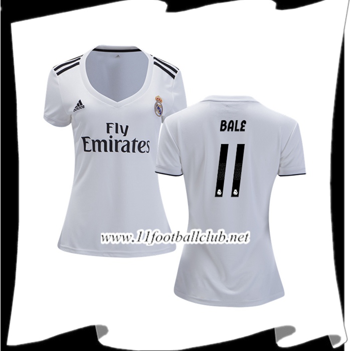 Vente Les Maillots Du Real Madrid Gareth Bale 11 Femme Domicile Blanc 2018 2019 Officiel