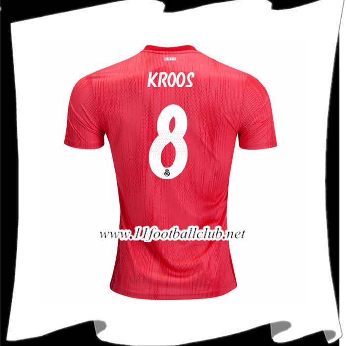 Soldes Maillot Foot Real Madrid Toni Kroos 8 Third Rouge 2018 2019 Floqué
