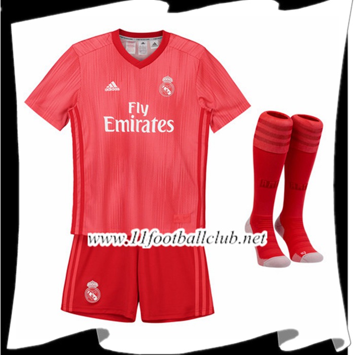 Nouveaux Maillot Du Real Madrid Enfant Third Rouge 2018 2019 Flocage
