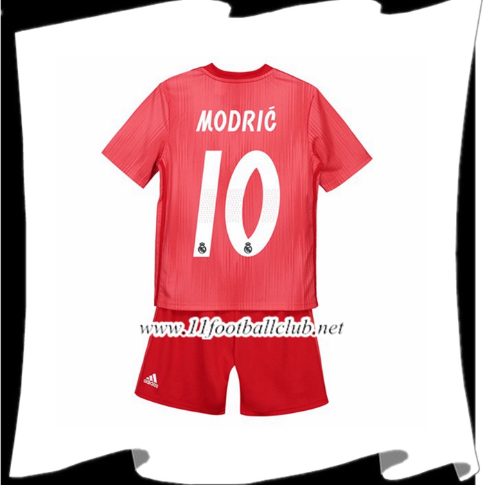 Création Maillot Foot Real Madrid 10 MODRIC Enfant Third Rouge 2018 2019 Junior