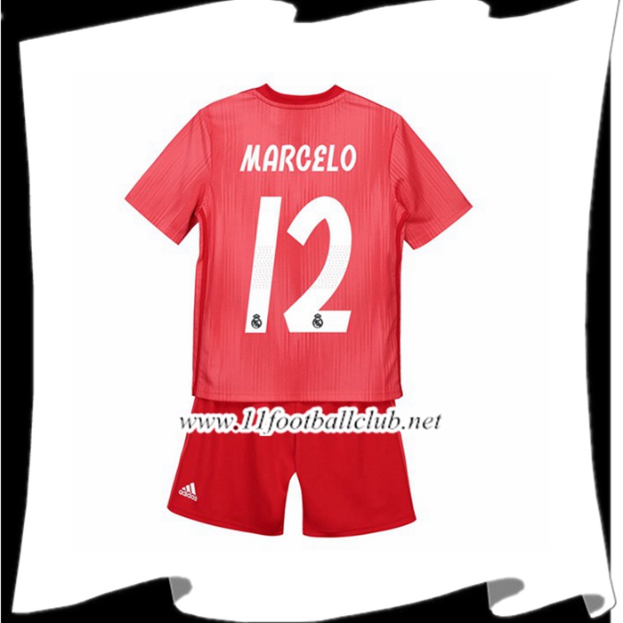 Flocage Le Maillot De Real Madrid 12 MARCELO Enfant Third Rouge 2018 2019 Authentic