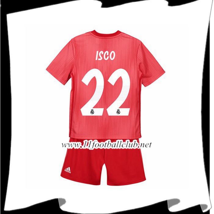 Créer Maillot Real Madrid 22 ISCO Enfant Third Rouge 2018 2019 Flocage