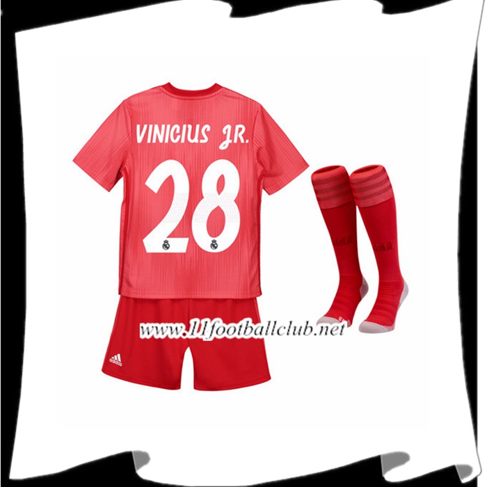 Site Le Maillot De Real Madrid Vinicius JR 28 Enfant Third Rouge 2018 2019 Officiel