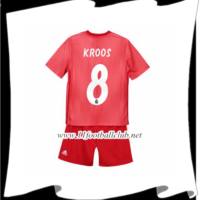 Acheter Un Maillot Du Real Madrid 8 KROOS Enfant Third Rouge 2018 2019 Floqué