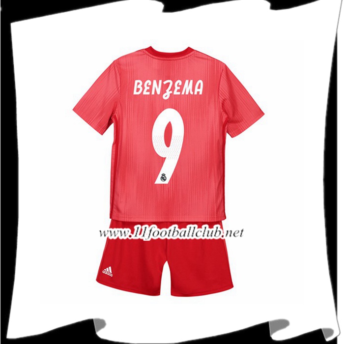 Site D Maillot De Foot Du Real Madrid 9 BENZEMA Enfant Third Rouge 2018 2019 Vintage