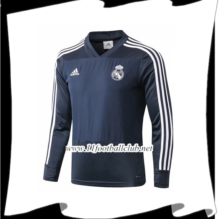 Le Nouveaux Sweatshirt Training Real Madrid Bleu Fonce 2018/2019 Flocage
