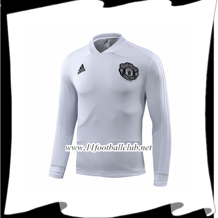 Le Nouveaux Sweatshirt Training Manchester United Blanc 2018/2019 Floqué