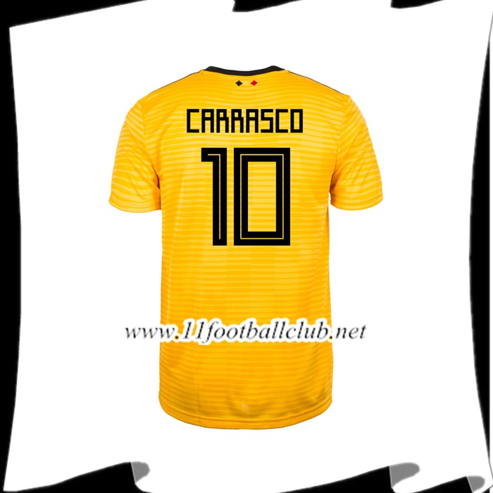 Nouveaux Maillot De Foot Belgique CARRASCO 10 Exterieur Jaune 2018 2019