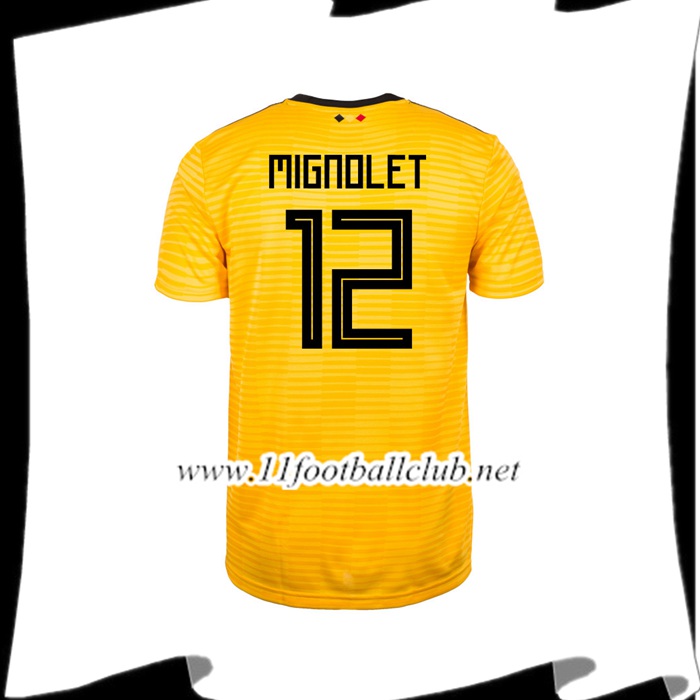 Nouveaux Maillot De Foot De L Équipe De Belgique MIGNOLET 12 Exterieur Jaune 2018 2019