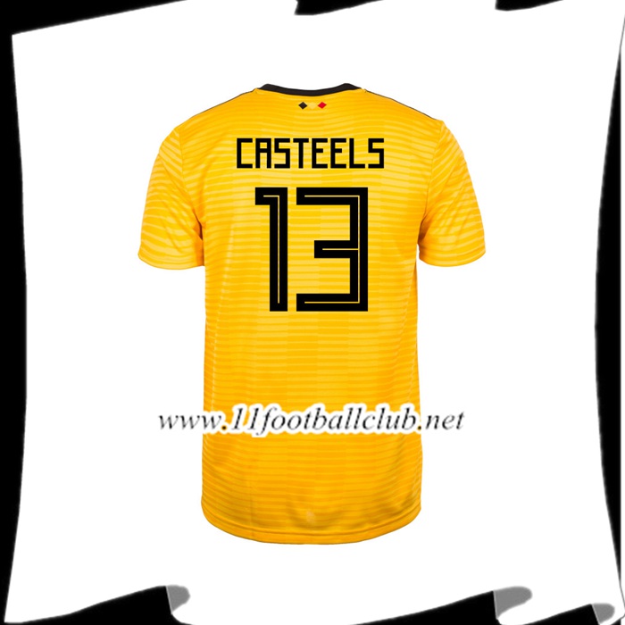 Nouveau Maillot De L Équipe De Belgique CASTEELS 13 Exterieur Jaune 2018 2019