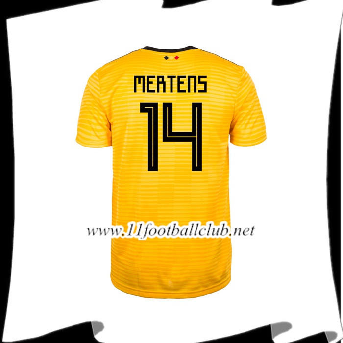 Nouveaux Maillot Football Belgique MERTENS 14 Exterieur Jaune 2018 2019