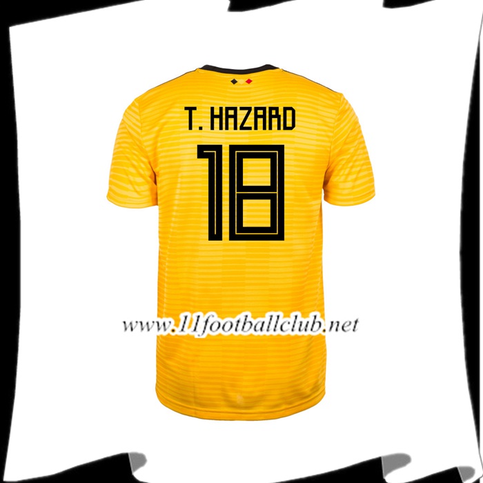 Nouveau Maillot D Équipe De Belgique T. HAZARD 18 Exterieur Jaune 2018 2019
