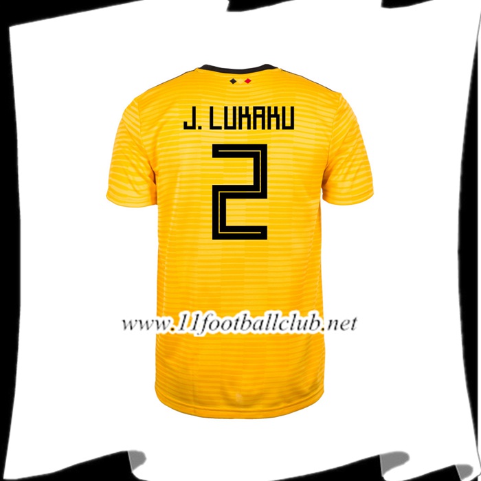 Nouveaux Maillot De L Équipe De Belgique J. LUKAKU 2 Exterieur Jaune 2018 2019