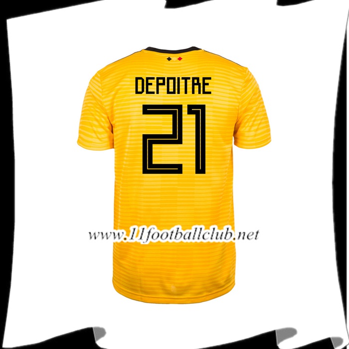 Nouveaux Maillot Foot Equipe De Belgique DEPOITRE 21 Exterieur Jaune 2018 2019