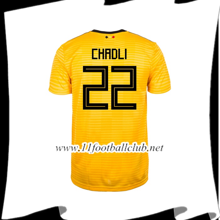 Nouveaux Maillot Equipe De Belgique CHADLI 22 Exterieur Jaune 2018 2019