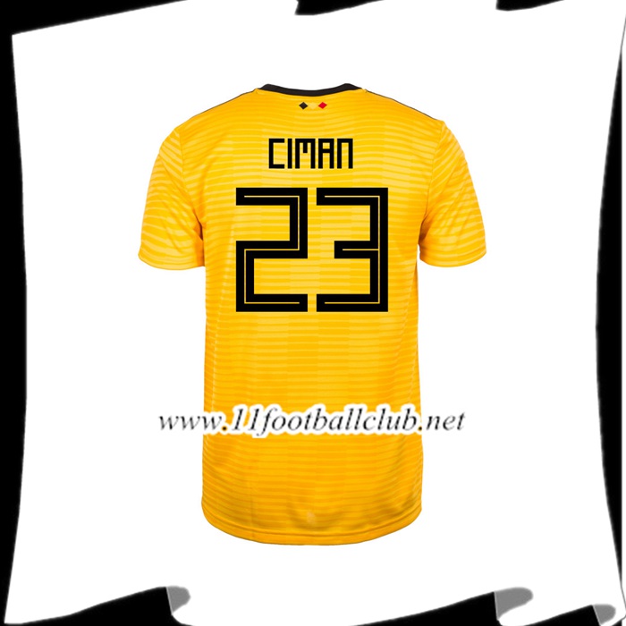 Nouveau Maillot Football Belgique CIMAN 23 Exterieur Jaune 2018 2019