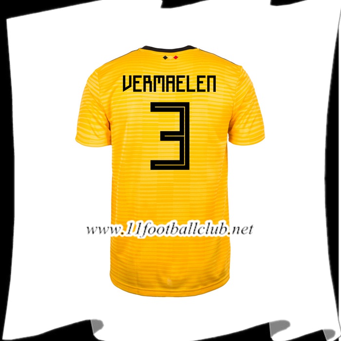 Nouveau Maillot Foot Equipe De Belgique VERMAELEN 3 Exterieur Jaune 2018 2019