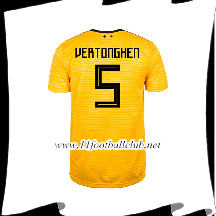 Nouveau Maillot De La Belgique VERTONGHEN 5 Exterieur Jaune 2018 2019