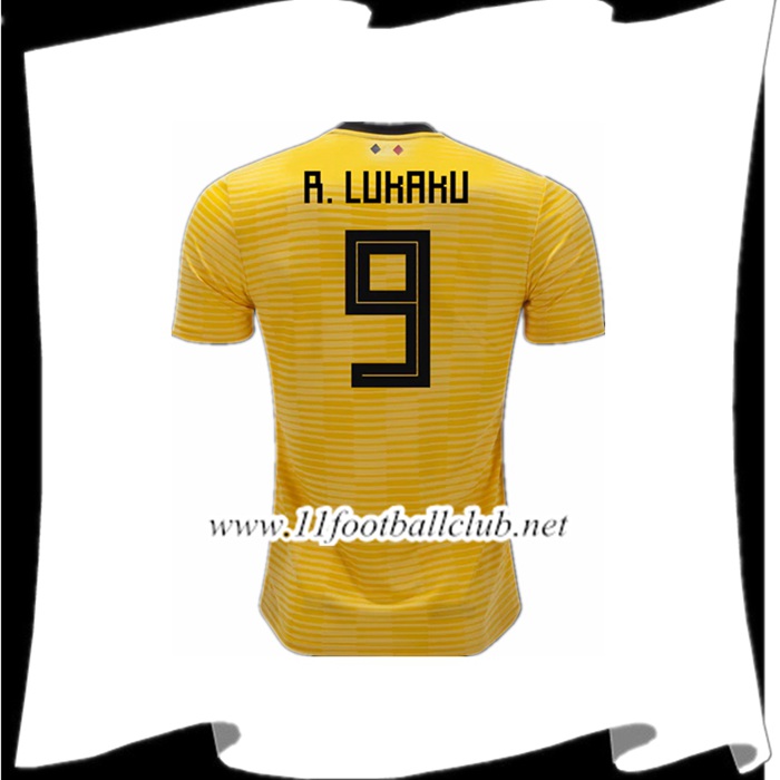 Le Nouveaux Maillot De La Belgique R. LUKAKU 9 Exterieur Jaune 2018/2019