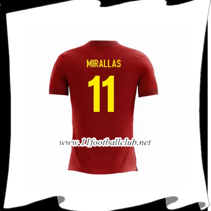 Nouveaux Maillot Football Belgique Mirallas 11 Domicile Rouge 2018 2019