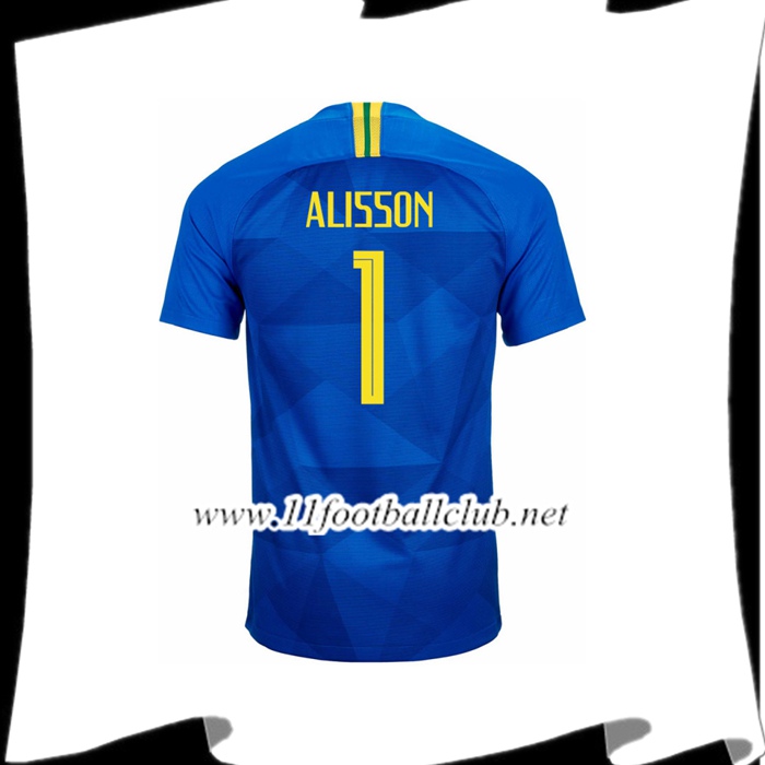 Nouveaux Maillot Equipe Bresil ALLISSON 1 Exterieur Bleu 2018 2019