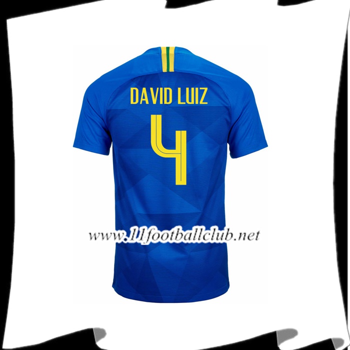 Nouveau Maillot Bresil DAVID LUIZ 4 Exterieur Bleu Coupe Du Monde 2018