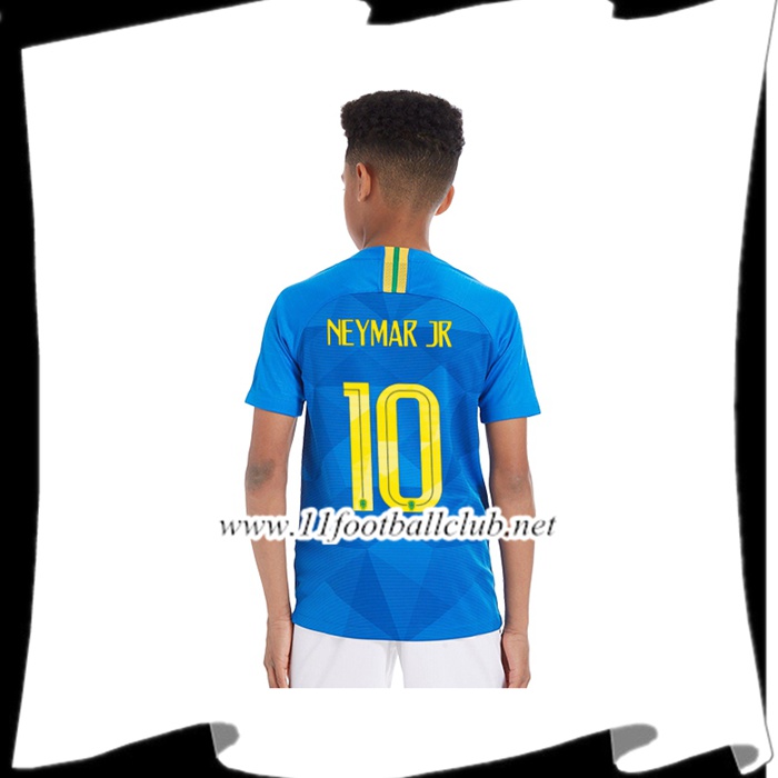 Nouveaux Maillot Equipe De Bresil Neymar Jr 10 Enfant Exterieur Bleu 2018 2019