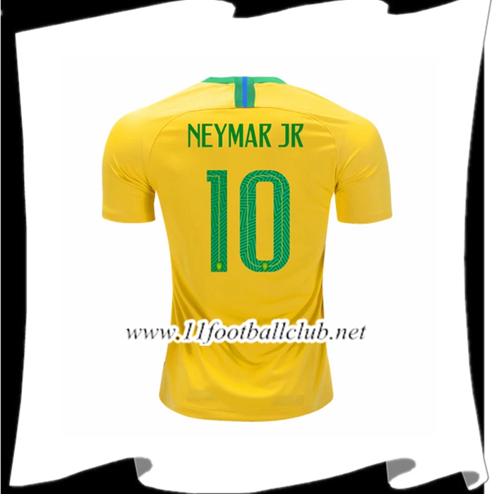 Nouveau Maillot Football Bresil Neymar Junior 10 Domicile Jaune 2018 2019