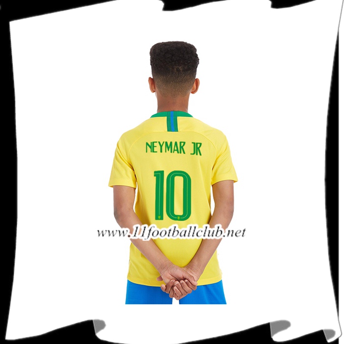 Nouveaux Maillot Football Bresil Neymar Jr 10 Enfant Domicile Jaune 2018 2019