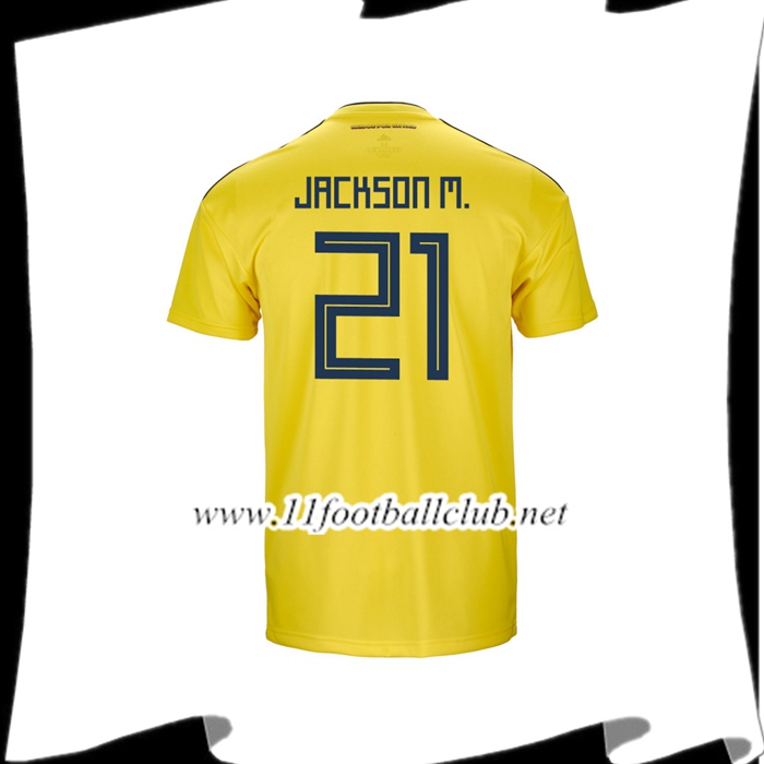 Nouveau Maillot Colombie JACKSON M. 21 Domicile Jaune Coupe Du Monde 2018