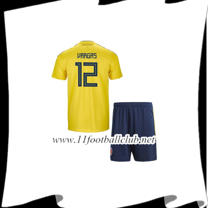 Nouveaux Maillot De Foot De L Équipe De Colombie VARGAS 12 Enfant Domicile Jaune 2018 2019
