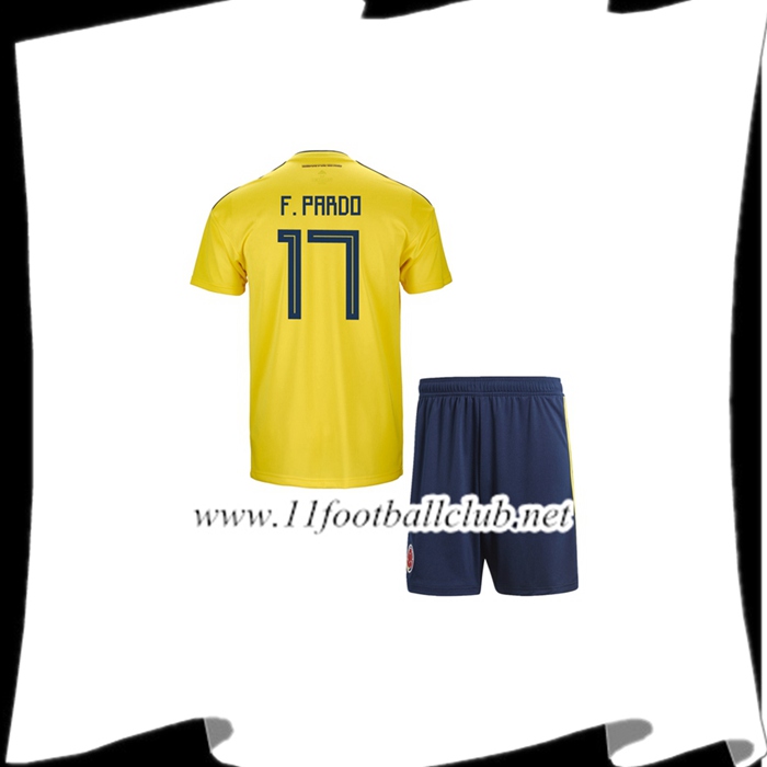 Nouveau Maillot De Foot Colombie F. PARDO 17 Enfant Domicile Jaune 2018 2019